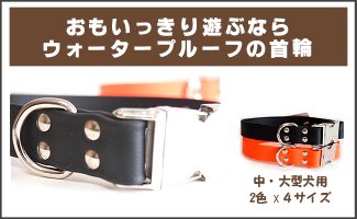 お手入れが簡単なウォータープルーフの首輪（中型～大型犬用）